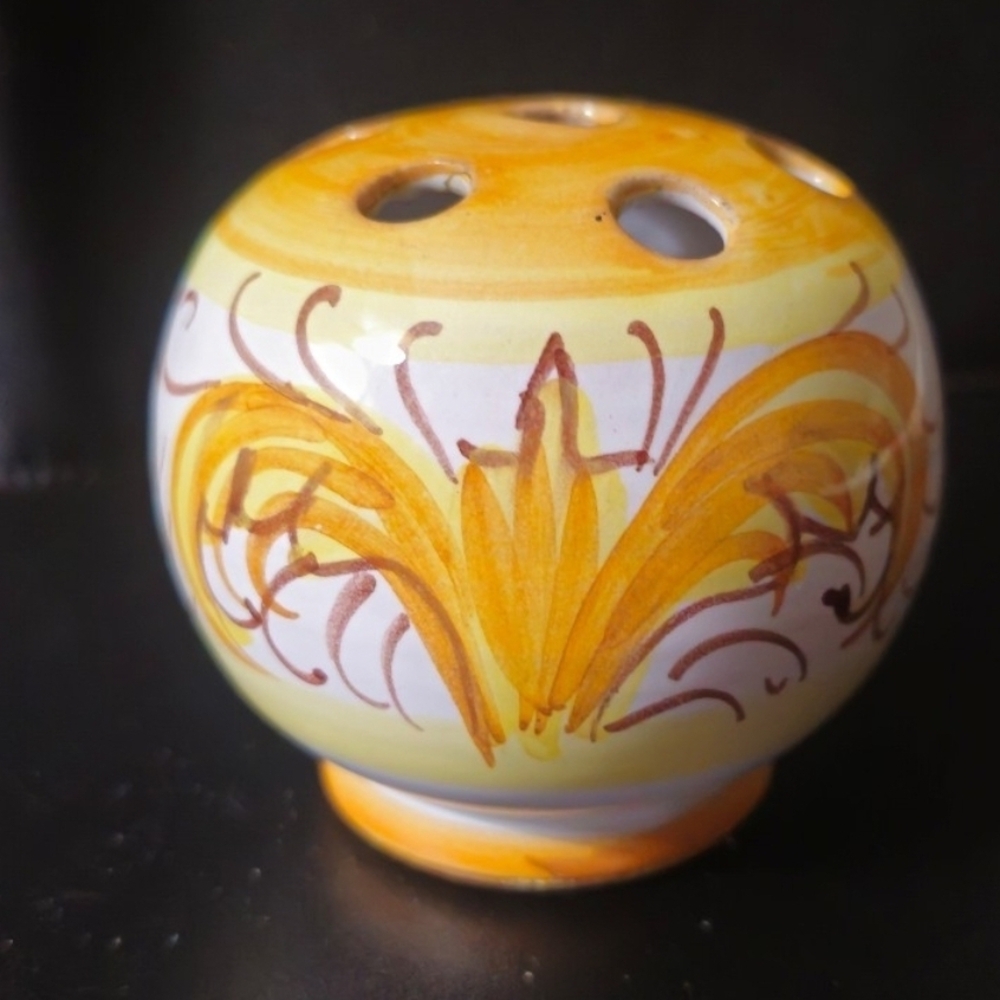 Hand-Painted Yellow and Orange Ceramic Vase